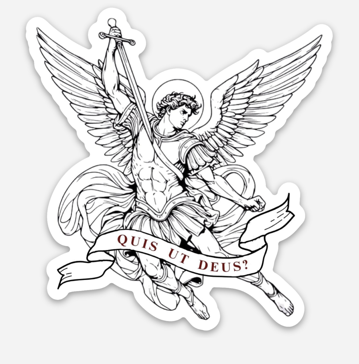 St Michael the Archangel Quis Ut Deus Catholic vinyl sticker die cut religious decal