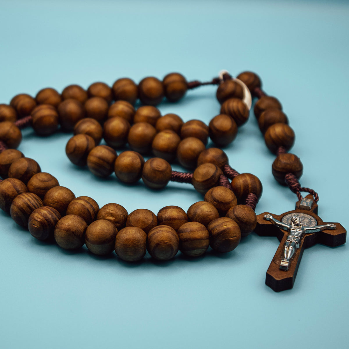 Large-Bead Miraculous Medal & Saint Benedict Wooden Rosary