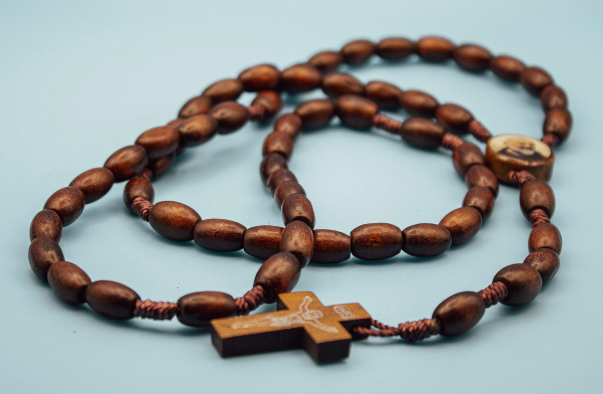 Handmade Padre Pio Rosary with wooden crucifix