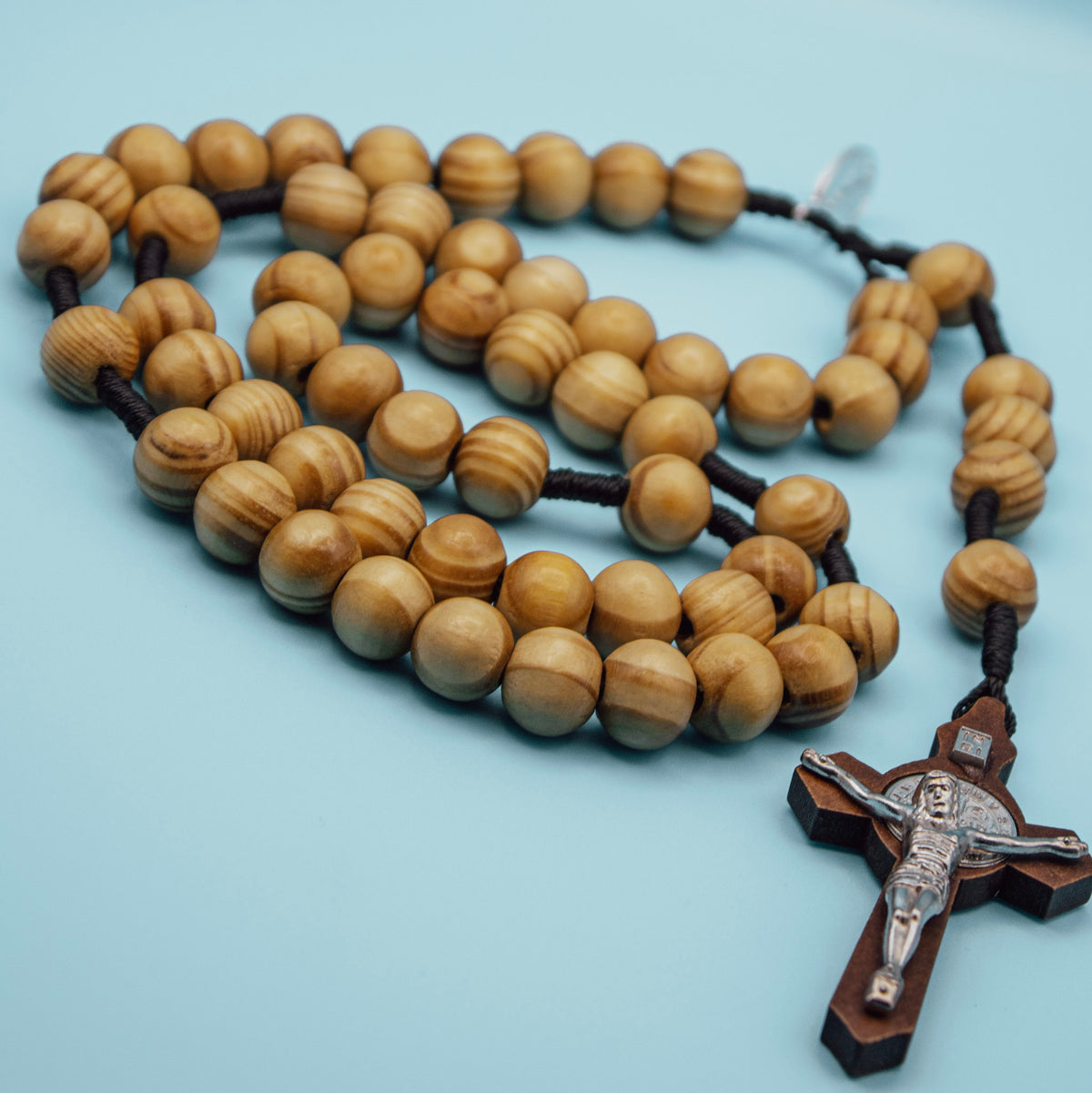 Large-Bead Miraculous Medal & Saint Benedict Wooden Rosary