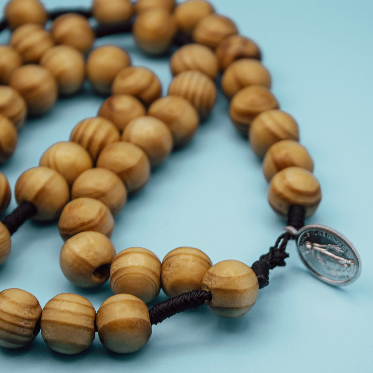 Large-Bead Miraculous Medal & Saint Benedict Wooden Rosary