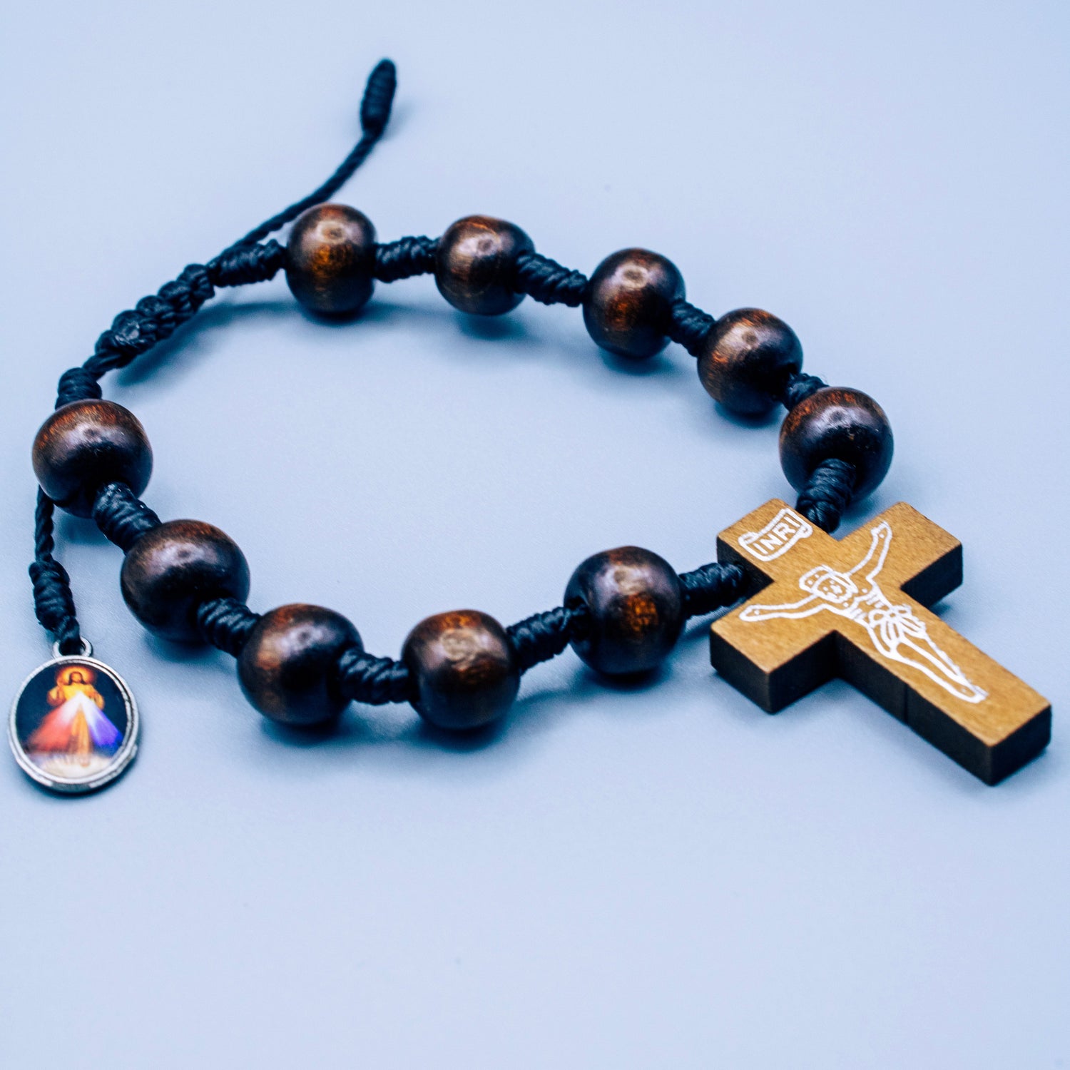 Divine Mercy Bracelet with Wooden Cross