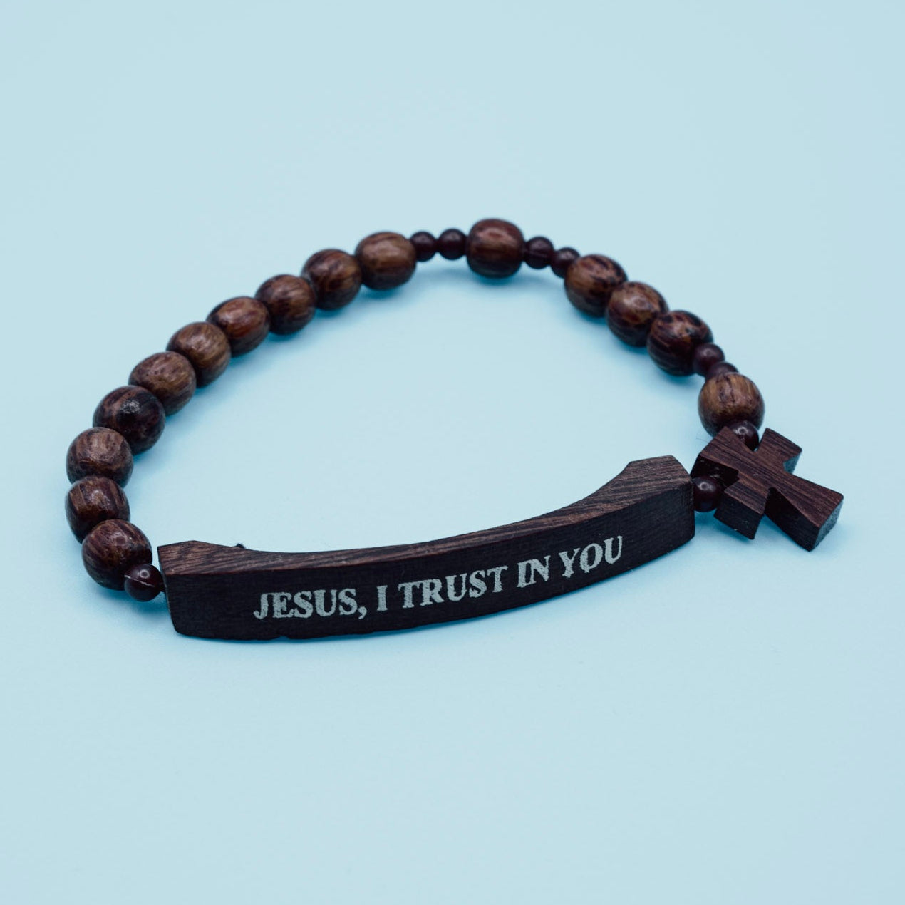 Divine Mercy Wooden Rosary Bracelet