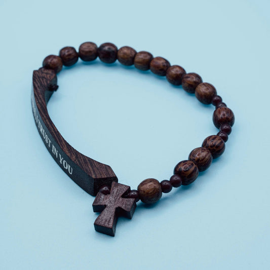 Divine Mercy Wooden Rosary Bracelet